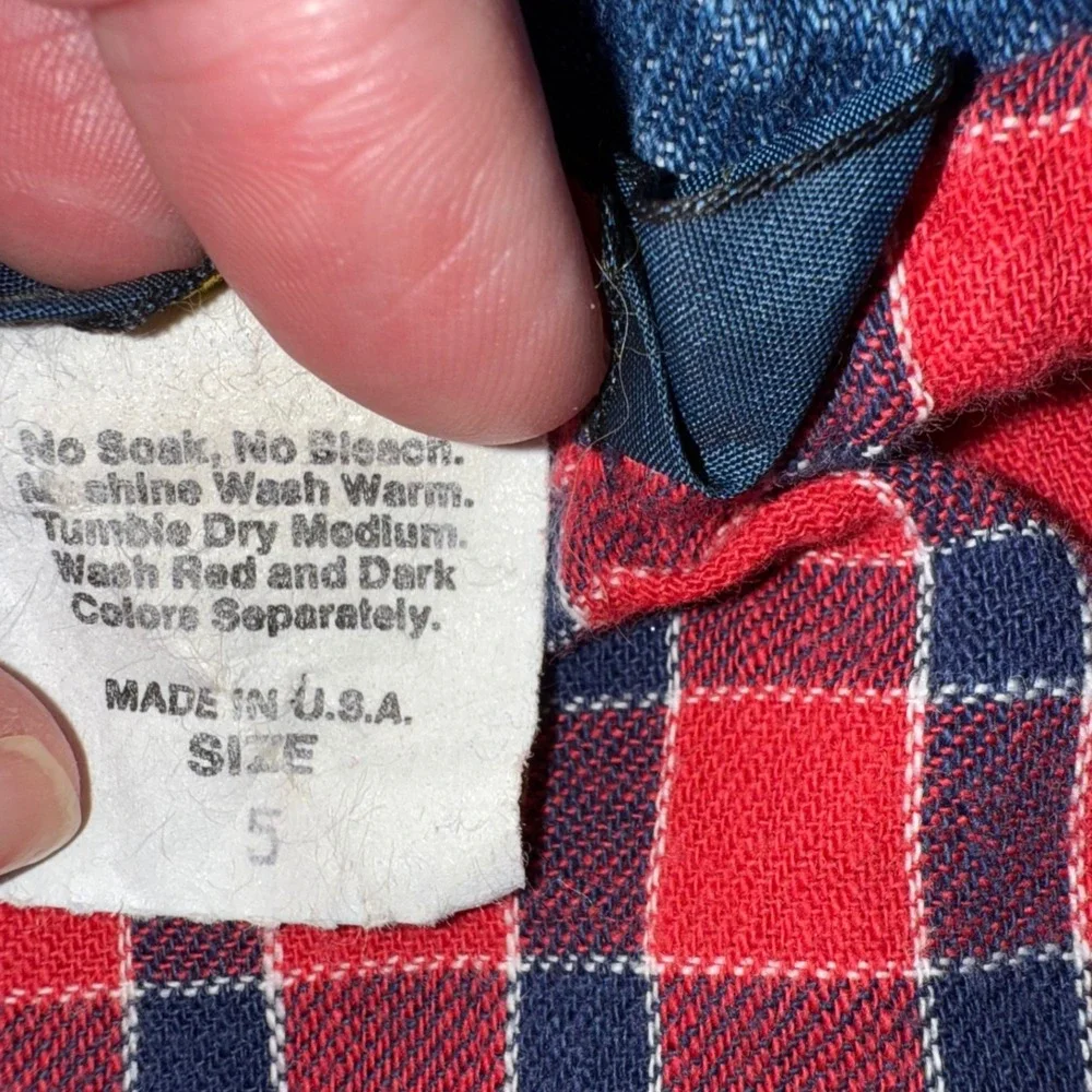 Vintage OshKosh B'Gosh Denim Jacket Flannel Lined‎ Kids Size 5 Retro Made In USA